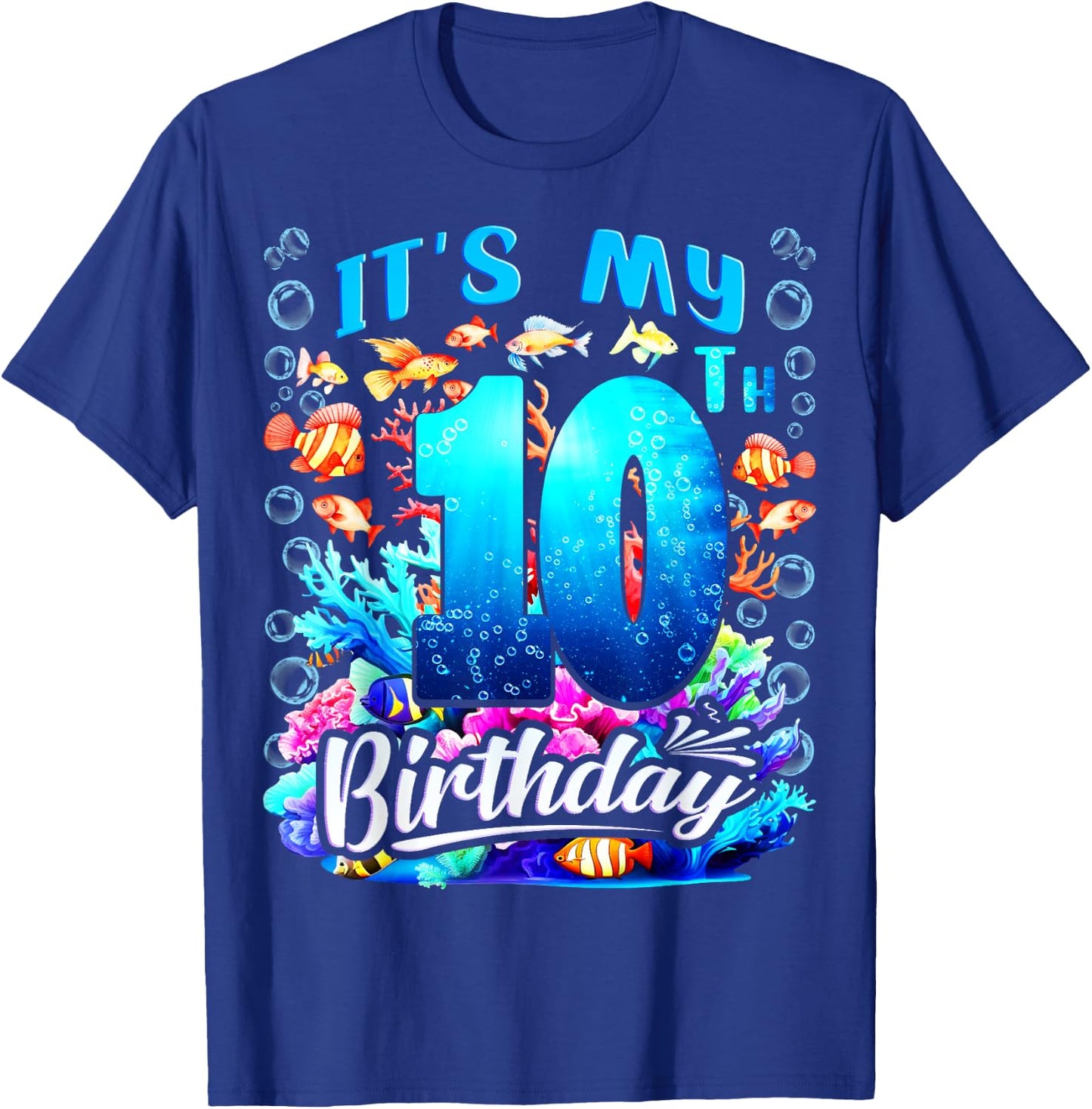 It's My 10th Birthday Boy Sea Fish Ocean Animals Aquarium T-Shirt - T-Shirt | Royal