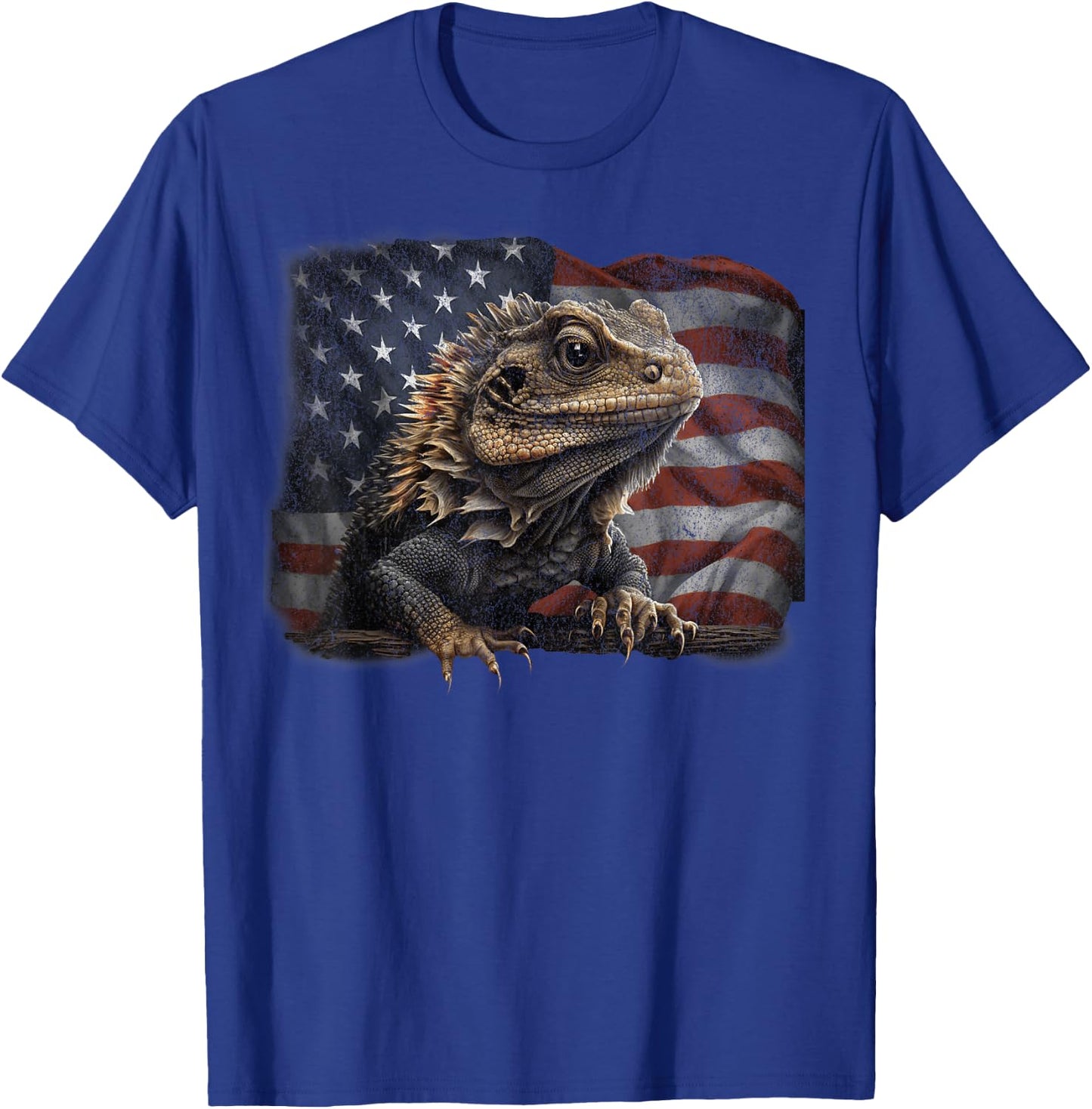 Bearded Dragon USA American Flag 4th of July Lizard Gifts T-Shirt - T-Shirt | Royal