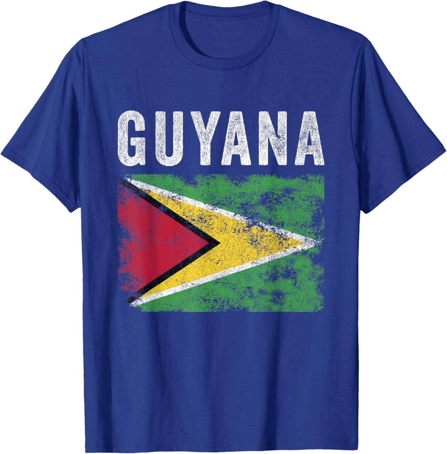 Guyana Flag Distressed - Men Women Kids - Guyanese Flag T-Shirt - T-Shirt | Royal