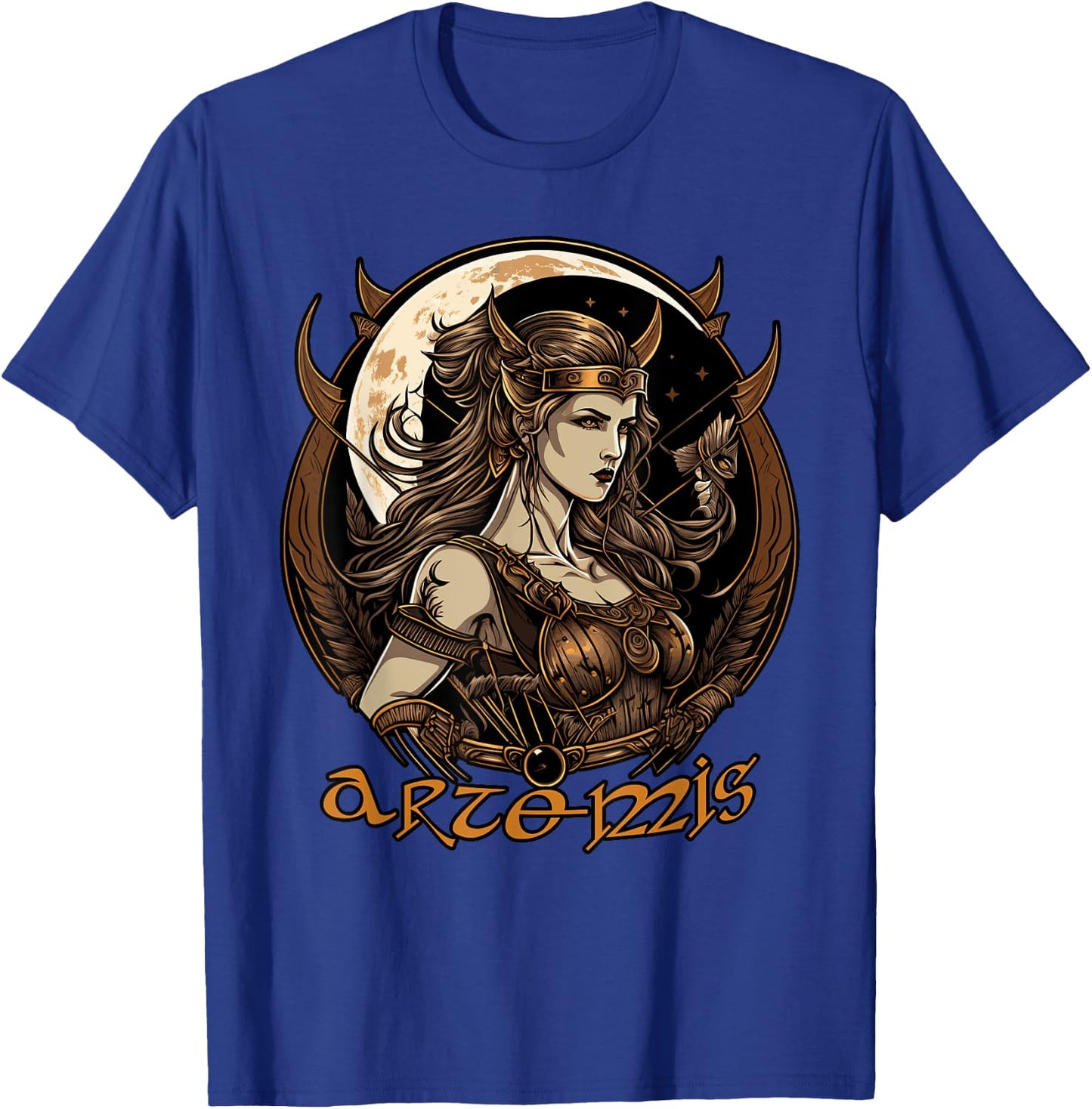 Greek Goddess Artemis Ancient Greece Deities - -Adults - Black - Small - Short Sleeve - - Regular Fit - Cotton 65%, Polyester 35% T-Shirt - T-Shirt | Royal