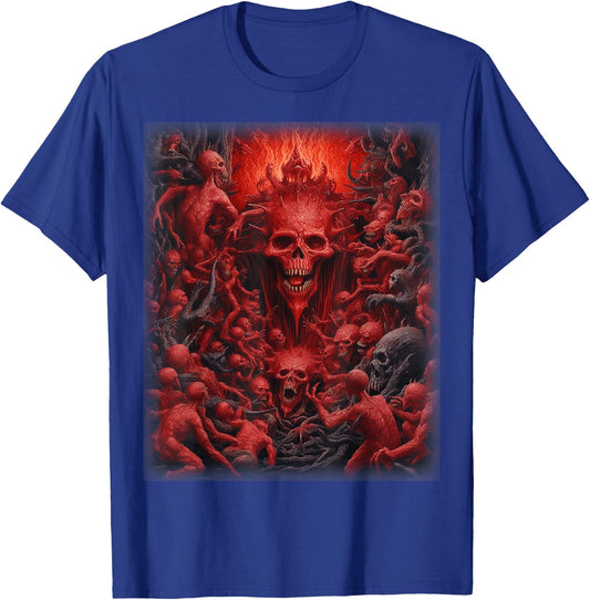 Visions of Hell | Satan Devils Demons Monster Skeleton Skull T-Shirt - T-Shirt | Royal