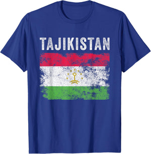 Tajikistan Flag Distressed - Men Women - Tajikistani Flag T-Shirt - T-Shirt | Royal