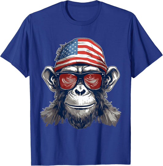 4th Of July US Flag Monkey T-Shirt - T-Shirt | Royal