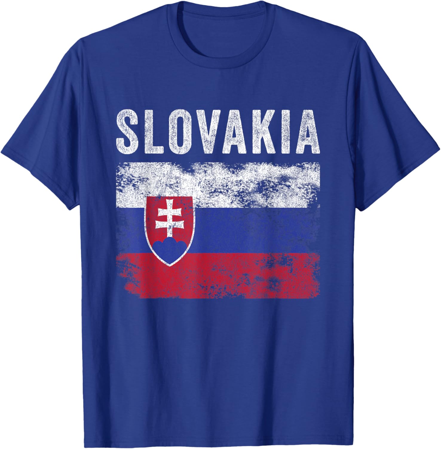 Slovakia Flag Distressed - Men Women Kids - Slovak Flag T-Shirt - T-Shirt | Royal