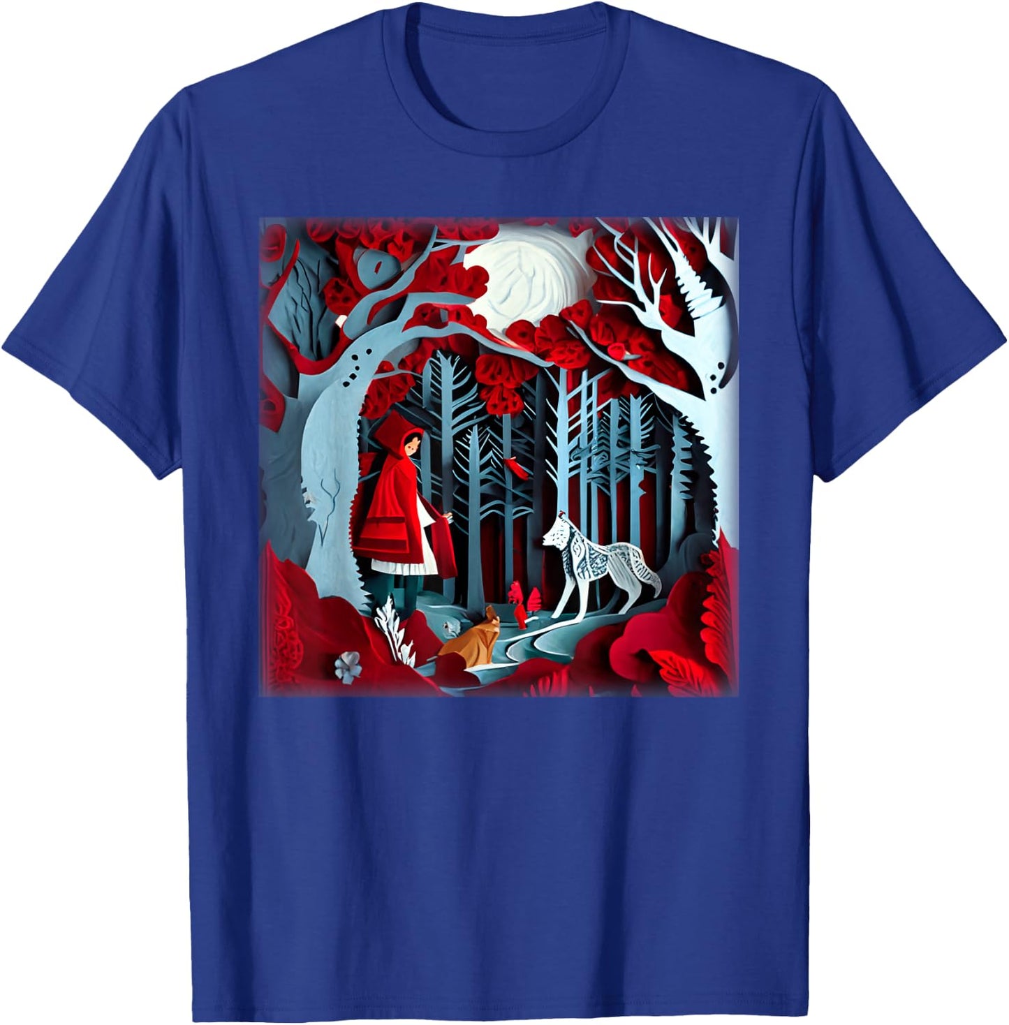 Paper Cut Craft Paper Illustration Little Red a Riding Hood T-Shirt - T-Shirt | Royal