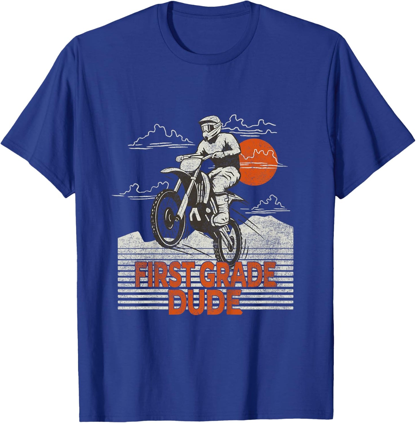 Kids First Grade Dude - First Day of School Dirt Bike Motorcycle T-Shirt - T-Shirt | Royal