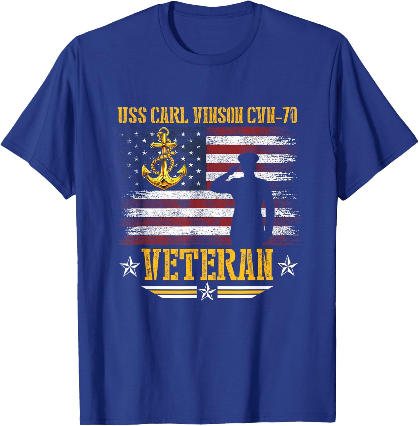 USS Carl Vinson CVN-70 Aircraft Carrier Veteran Flag Vintage T-Shirt - T-Shirt | Royal