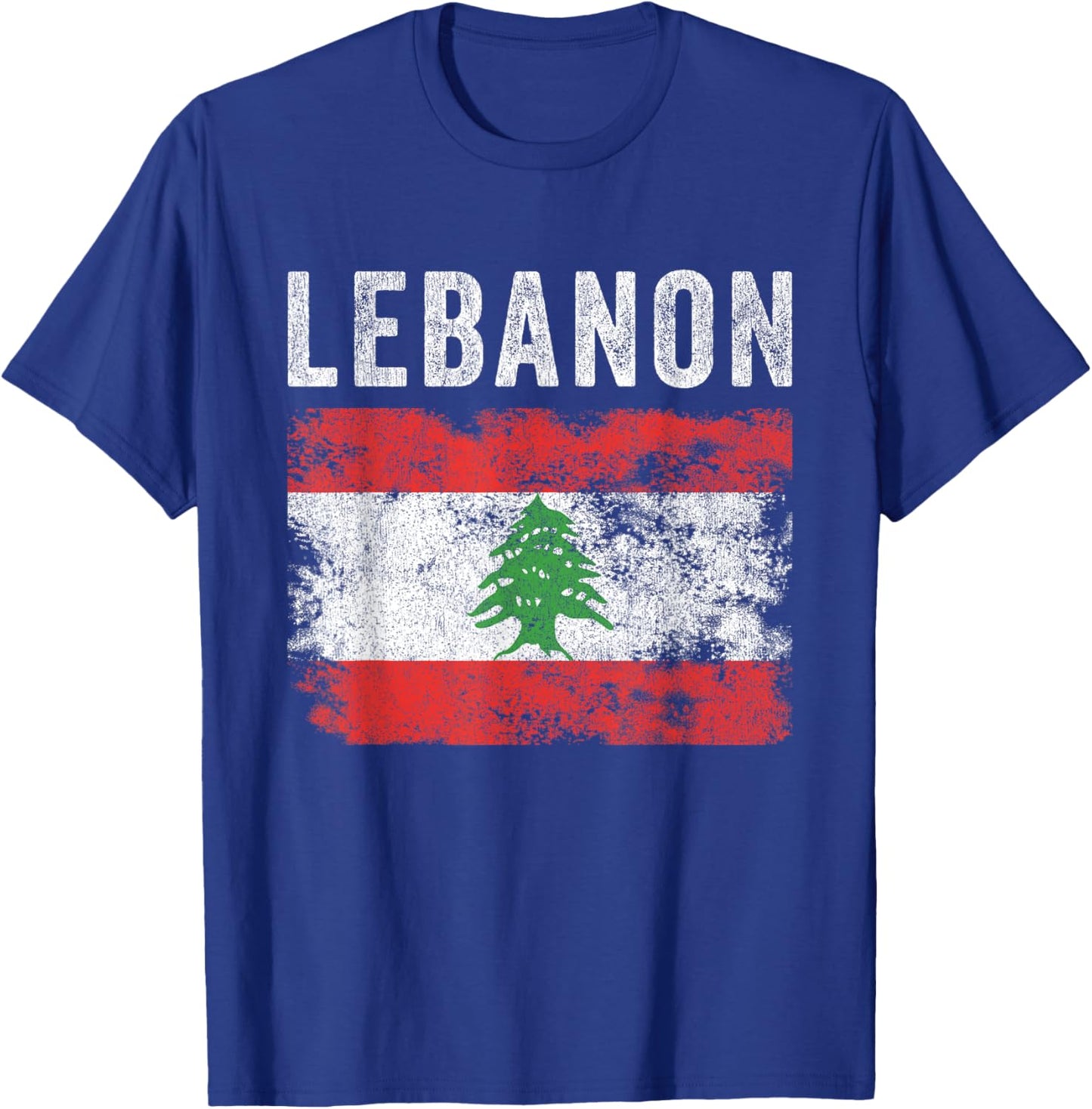Lebanon Flag Distressed - Men Women Kids - Lebanese Flag T-Shirt - T-Shirt | Royal