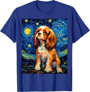 Surreal Starry Night Cavalier King Charles Spaniel Dog T-Shirt - T-Shirt | Royal