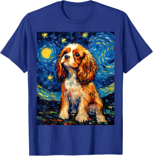 Surreal Starry Night Cavalier King Charles Spaniel Dog T-Shirt - T-Shirt | Royal