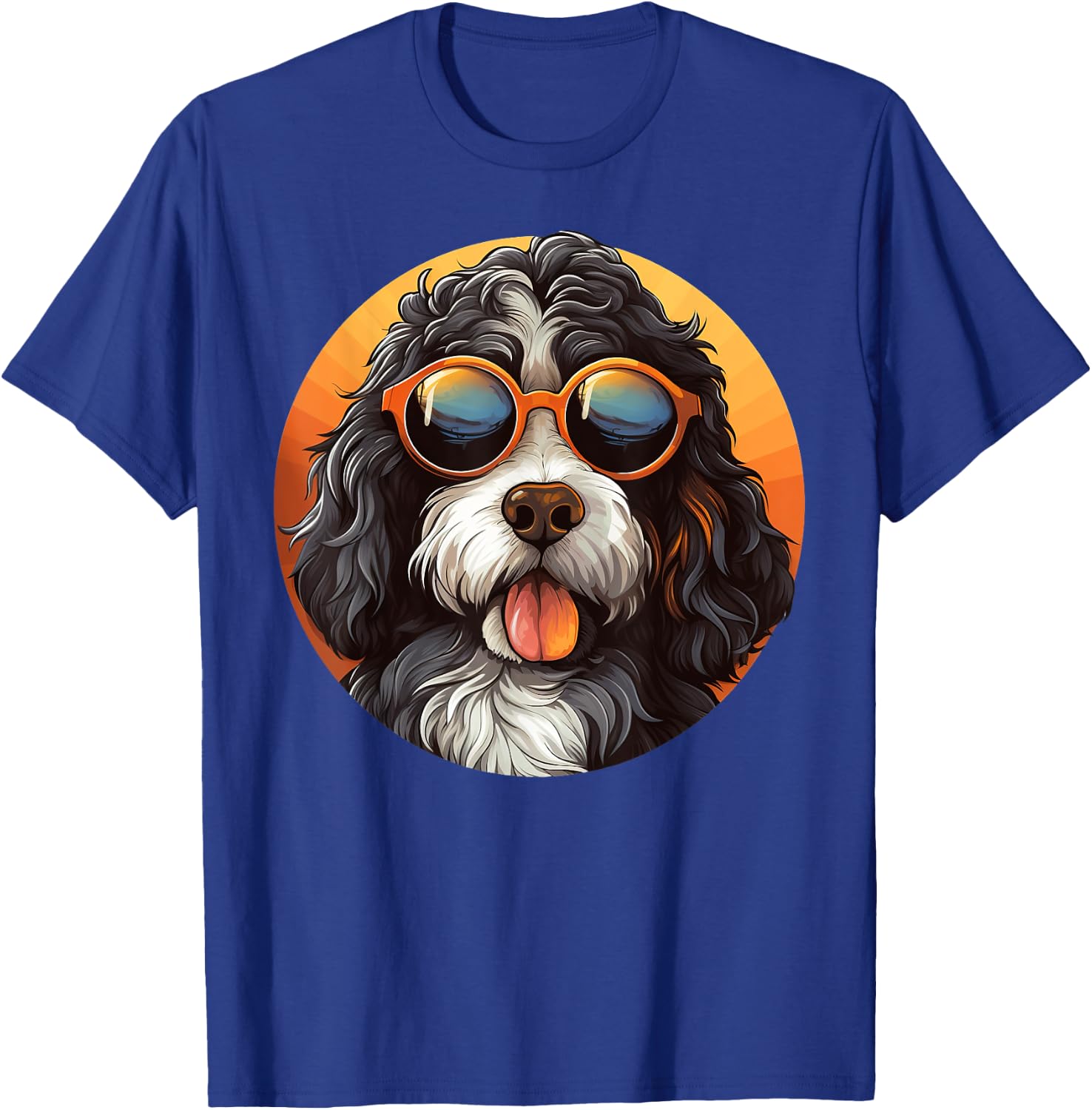 Cute Bernedoodle With Sunglasses Colorful Graphic Lover Dog Women Girls Kids T-Shirt - T-Shirt | Royal