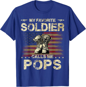 My Favorite Soldier Calls Me Pops | Proud Army Pops T-Shirt - T-Shirt | Royal
