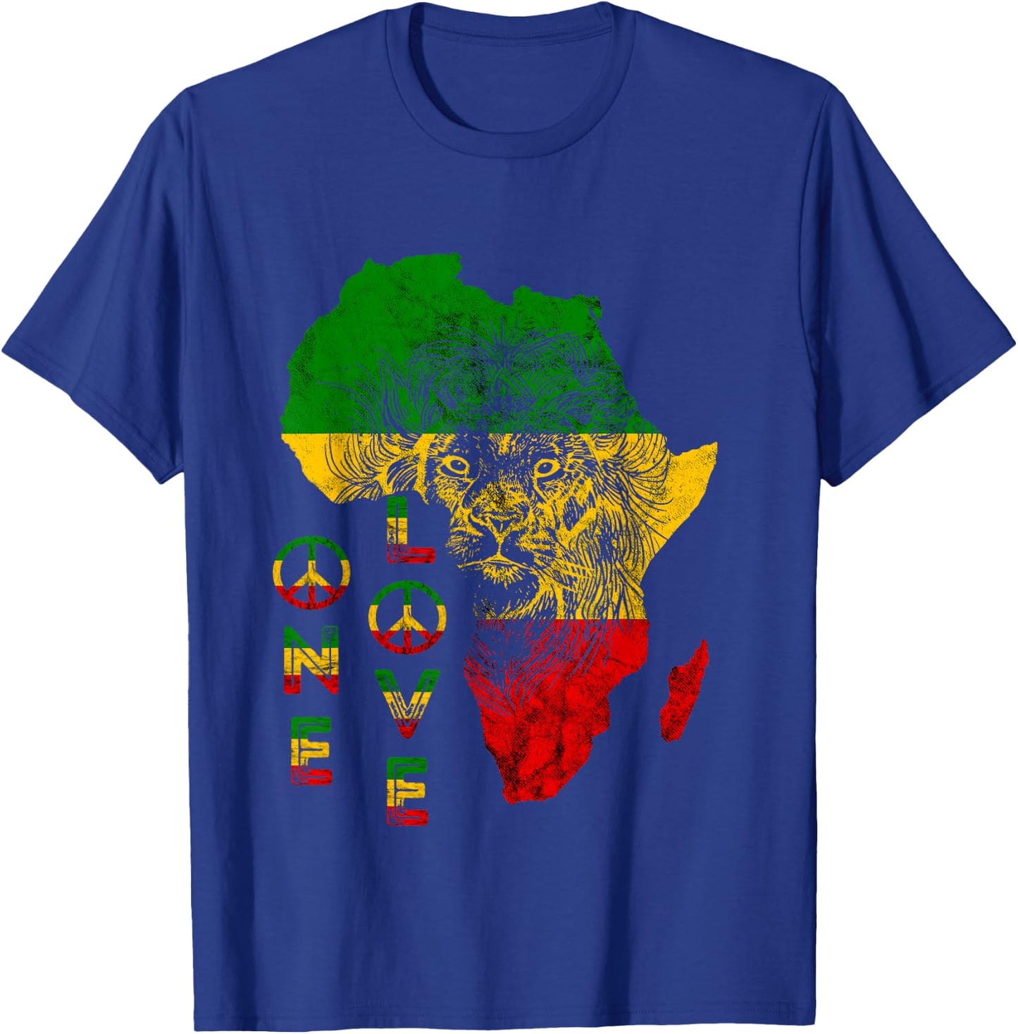 One Pride Love Lion Rasta Reggae Africa Map Lion Of Judah T-Shirt - T-Shirt | Royal
