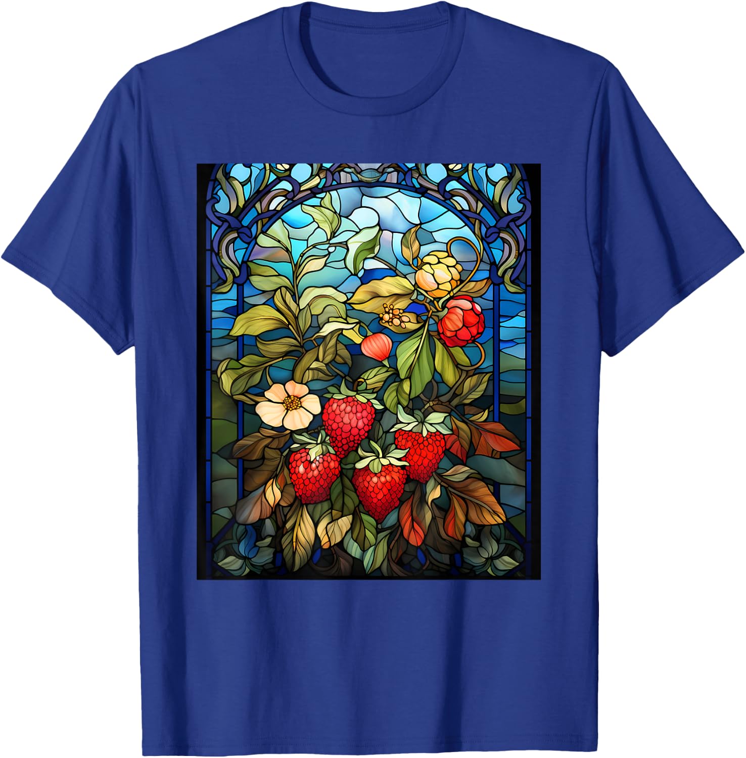 Stained Glass Style Strawberry T-Shirt - T-Shirt | Royal