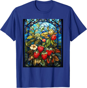 Stained Glass Style Strawberry T-Shirt - T-Shirt | Royal
