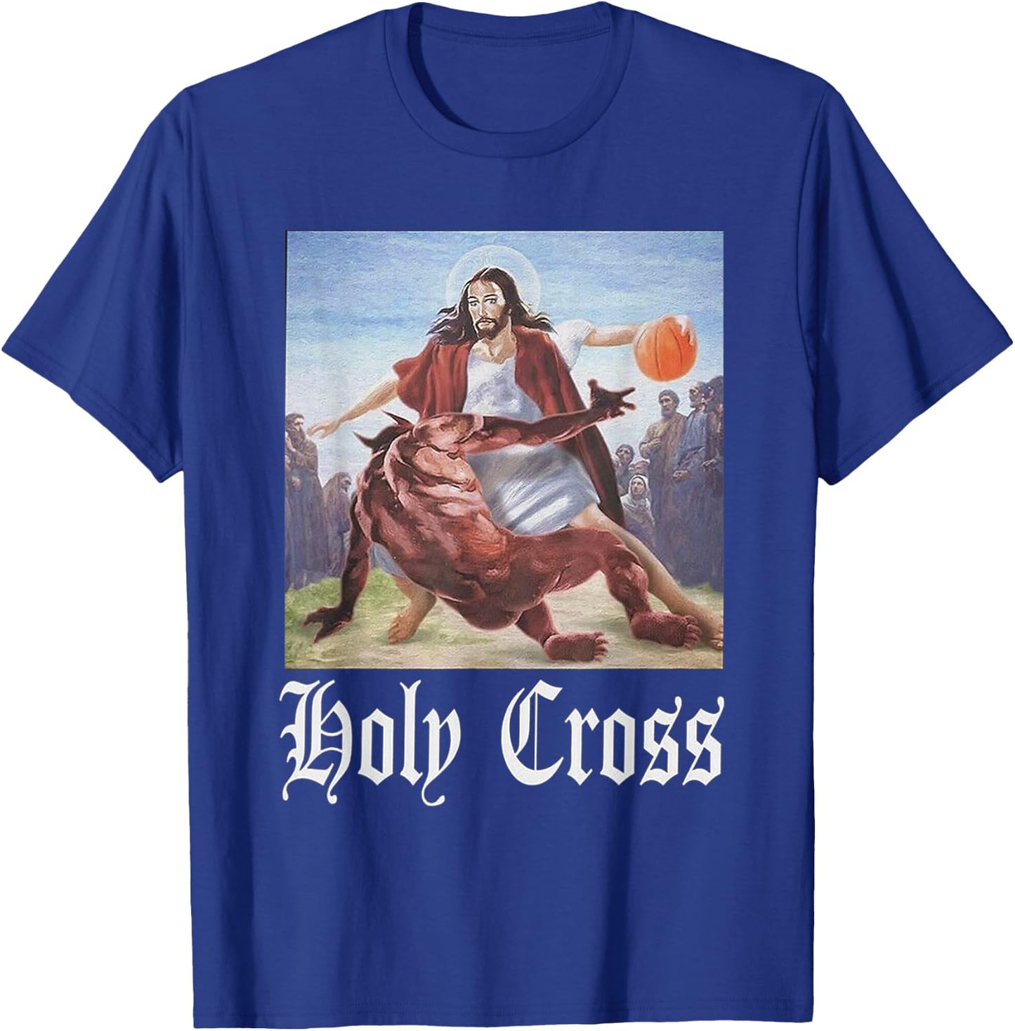 Not Today Satan Jesus Crossover Basketball Holy Cross T-Shirt - T-Shirt | Royal