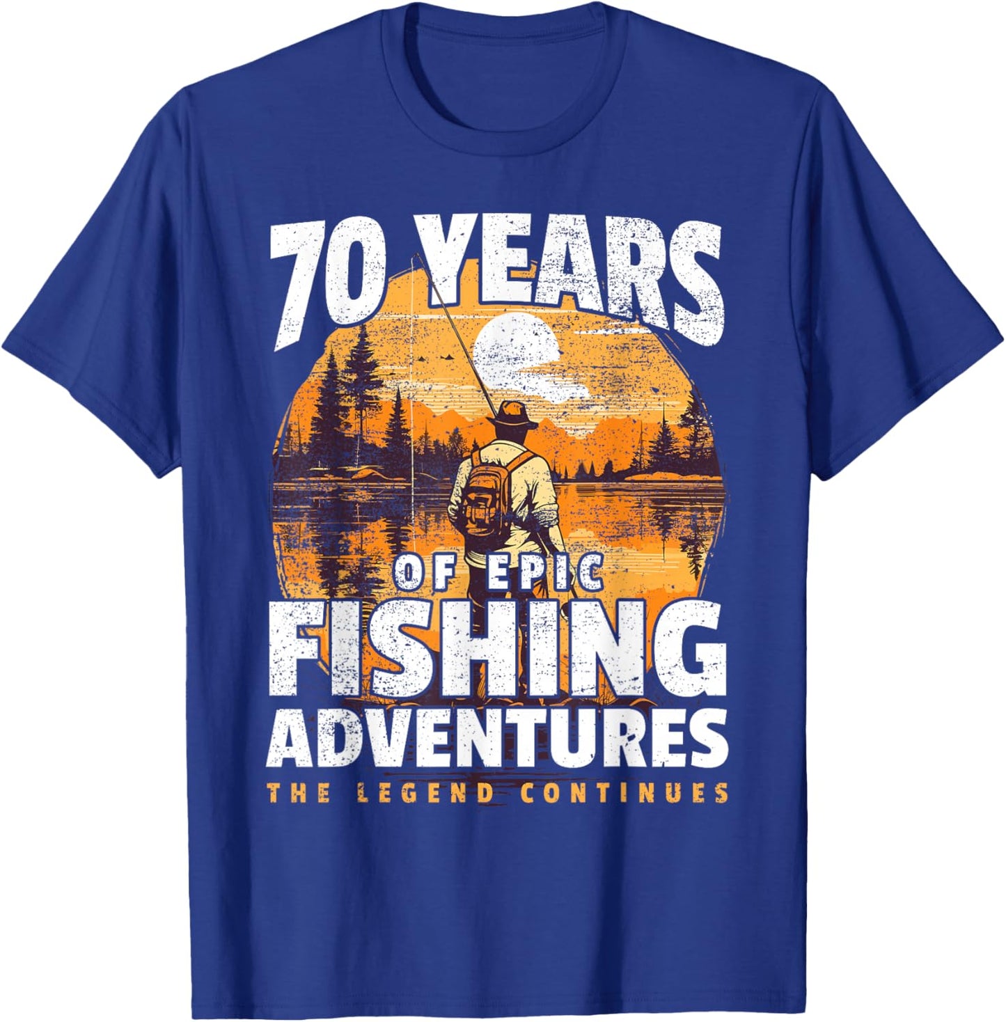 Fishing 70th Birthday 70 Year Old Fisherman T-Shirt - T-Shirt | Royal
