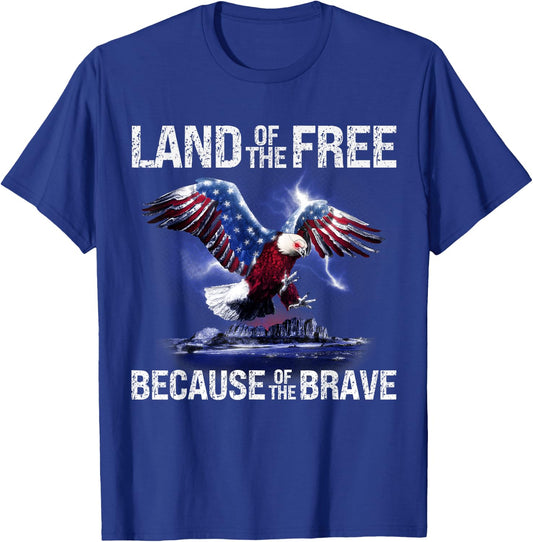 USA Eagle Land of the Free Because of the Brave T-Shirt - T-Shirt | Royal
