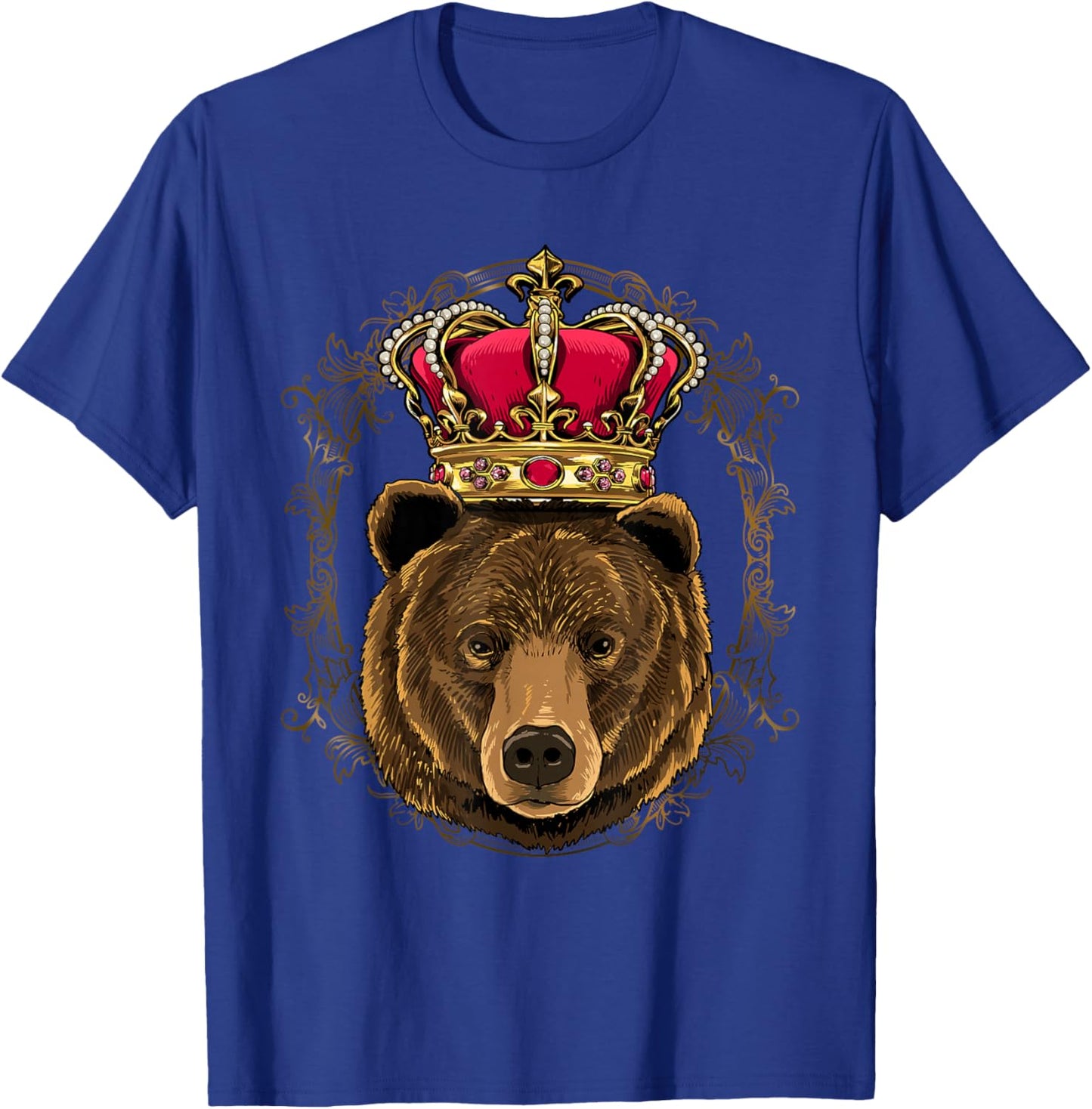 King Queen Grizzly Bear Animal Face Crown British Bear Lover T-Shirt - T-Shirt | Royal