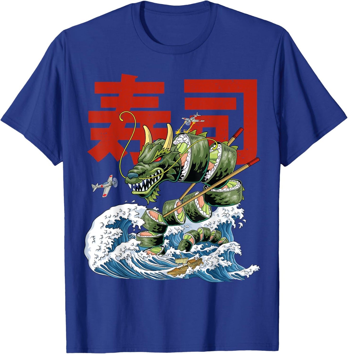 Great Sushi Dragon Kanagawa Wave Roll Japanese Food Kawaii T-Shirt - T-Shirt | Royal