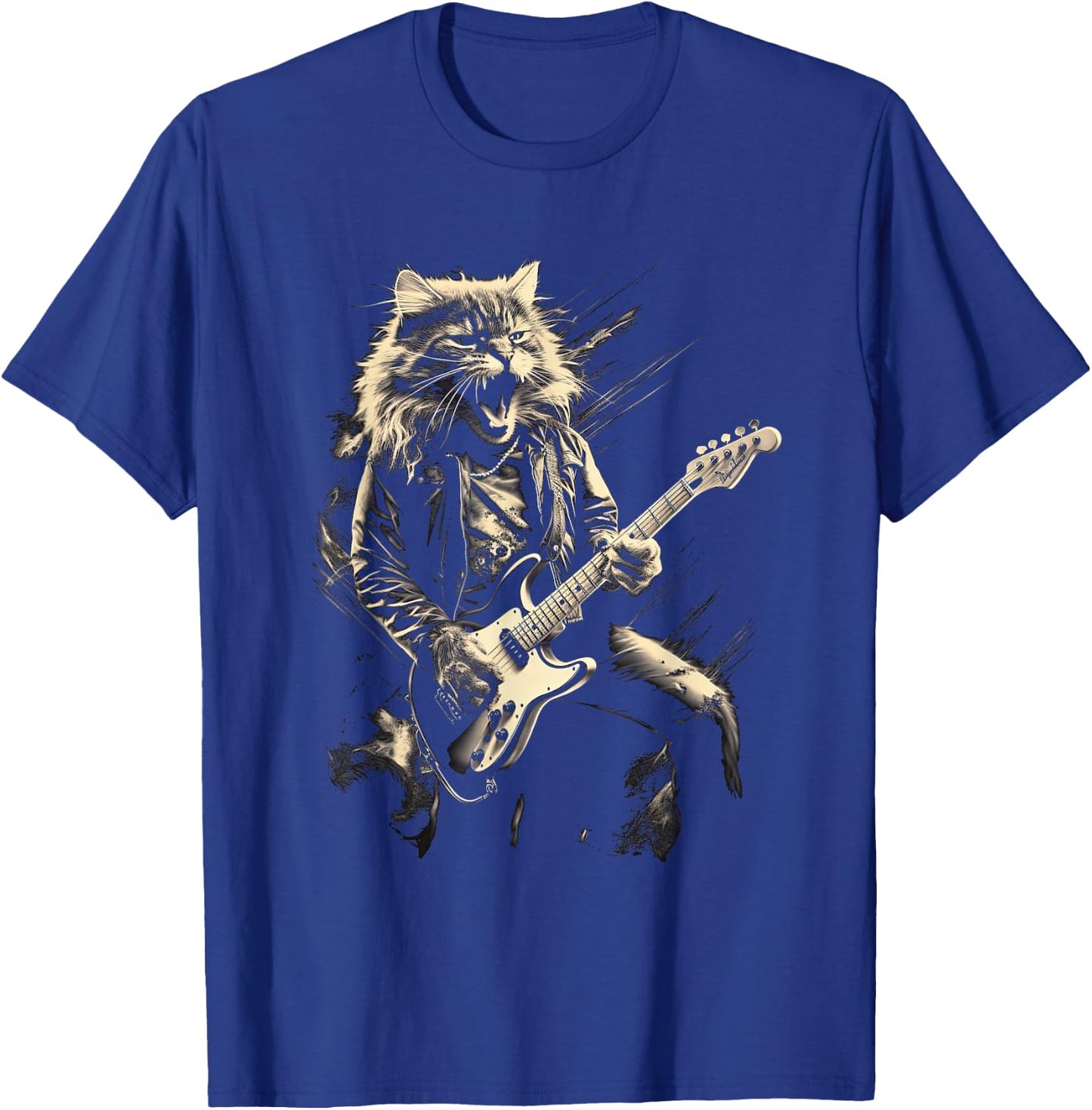 Cat Playing Bass Guitar Guitarist Rocker cool Men Women Kids T-Shirt - T-Shirt | Royal