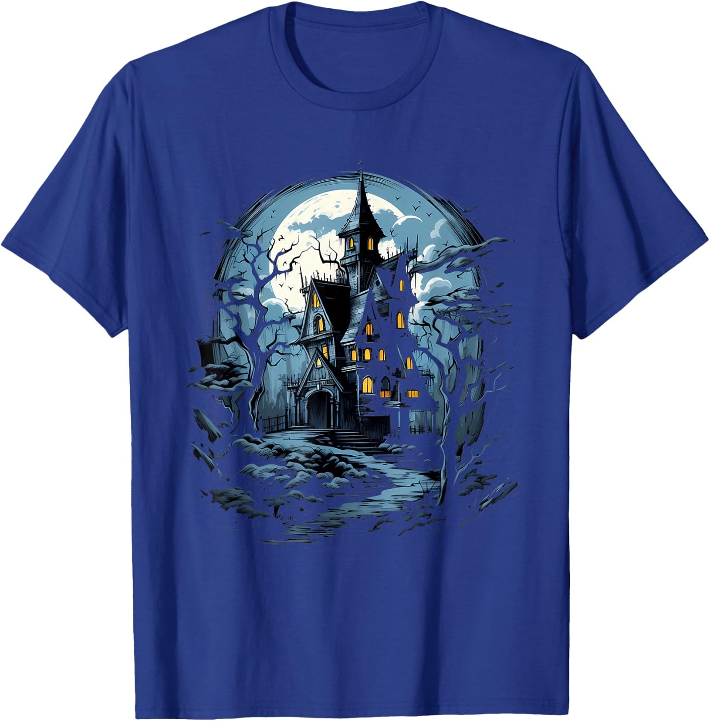 Haunted NIght Escape: Halloween House Intrigue T-Shirt - T-Shirt | Royal