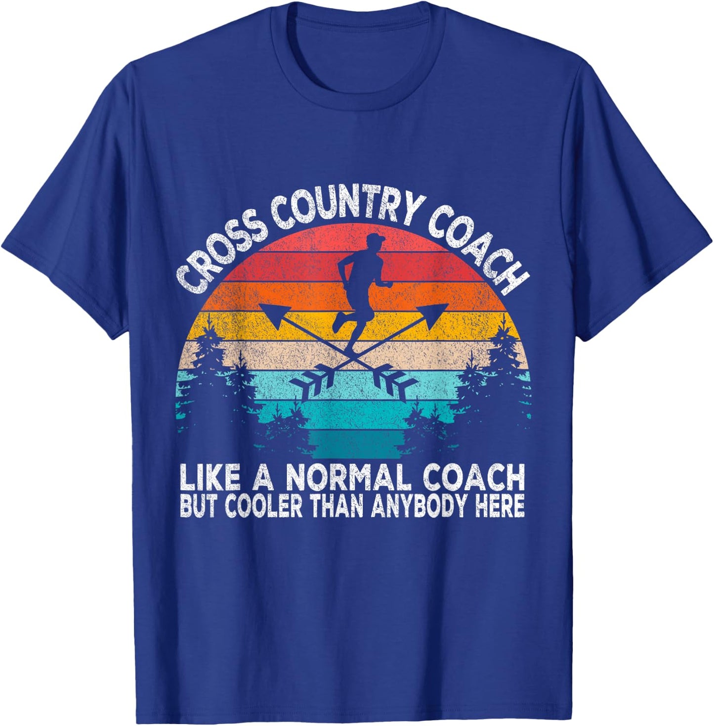 Cross Country Coach Cross Country Running Coach Retro T-Shirt - T-Shirt | Royal