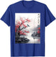 Vintage Cherry Blossom Woodblock art Japanese Graphic T-Shirt - T-Shirt | Royal