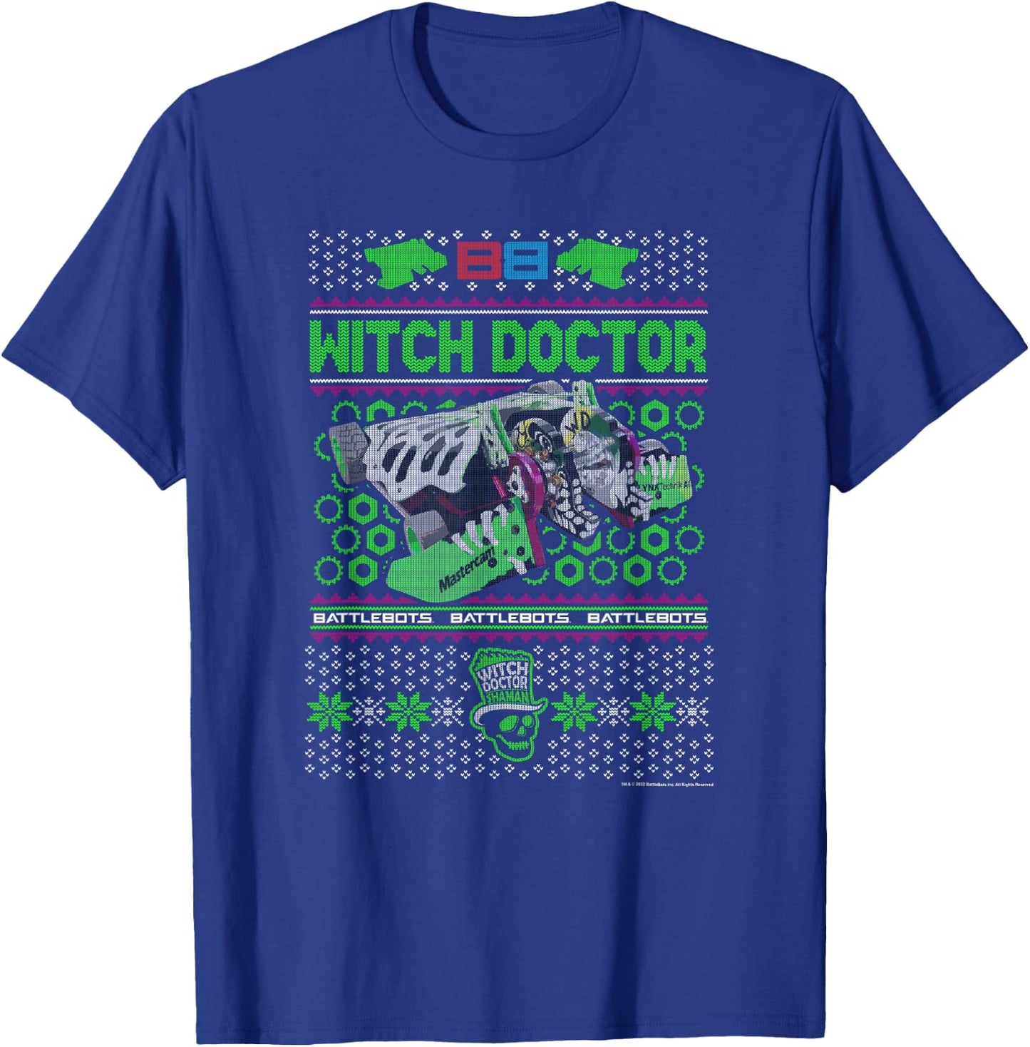 BattleBots Christmas Ugly Sweater Witch Doctor T-Shirt - T-Shirt | Royal