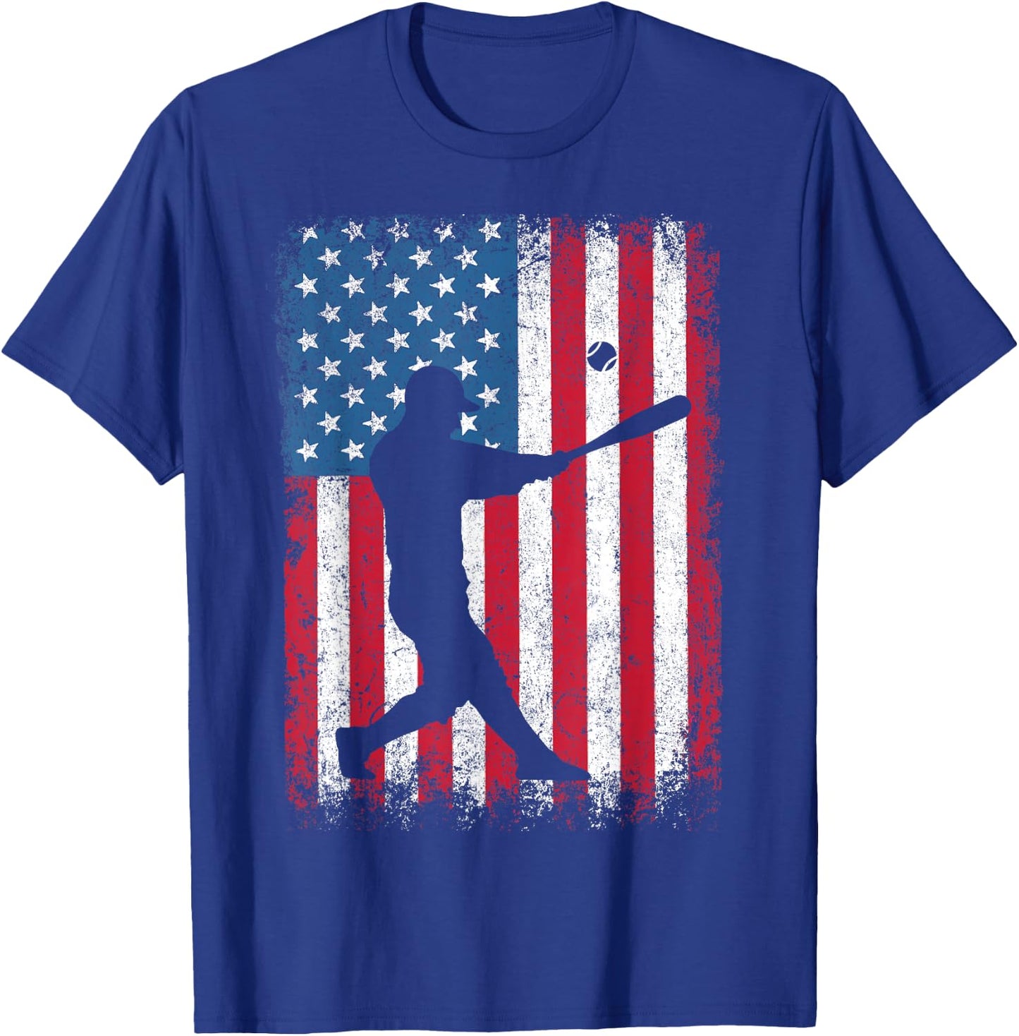 American Flag Vintage Baseball Flag Dad Mom T-Shirt - T-Shirt | Royal