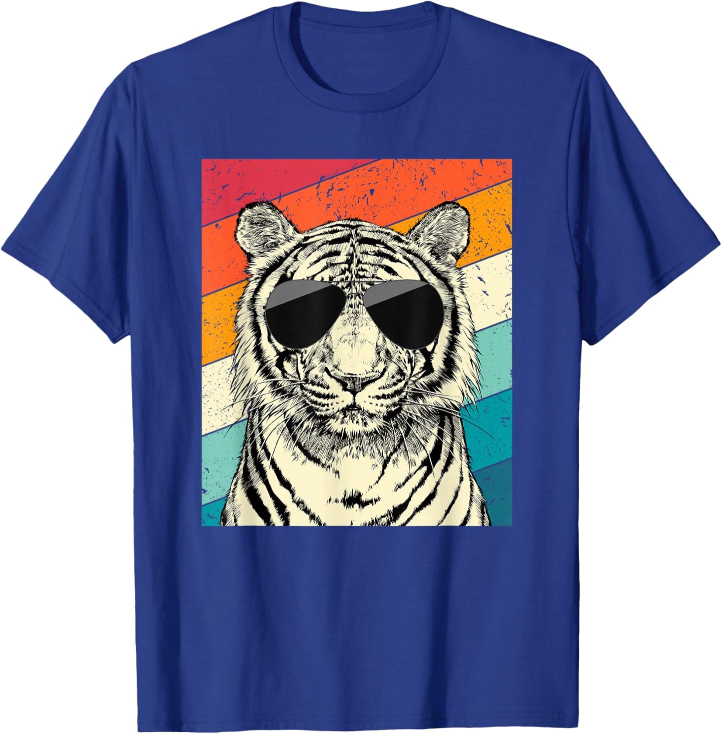 Retro Vintage Tiger with Sunglasses Wild Animal Lovers T-Shirt - T-Shirt | Royal