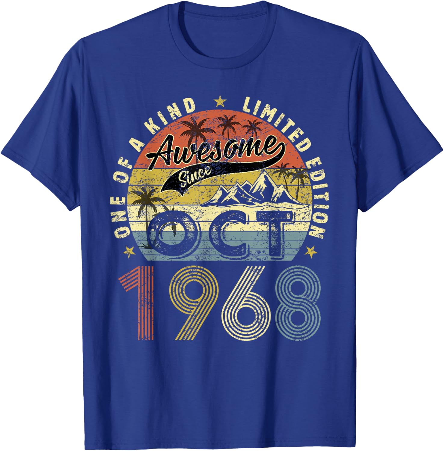 55 Yrs Old Gifts 55th Birthday Men Women Since October 1968 T-Shirt - T-Shirt | Royal