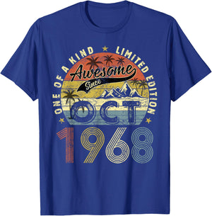 55 Yrs Old Gifts 55th Birthday Men Women Since October 1968 T-Shirt - T-Shirt | Royal