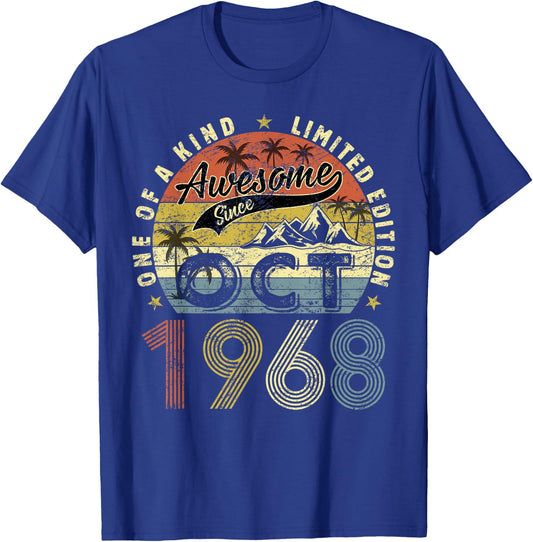 55 Yrs Old Gifts 55th Birthday Men Women Since October 1968 T-Shirt - T-Shirt | Royal