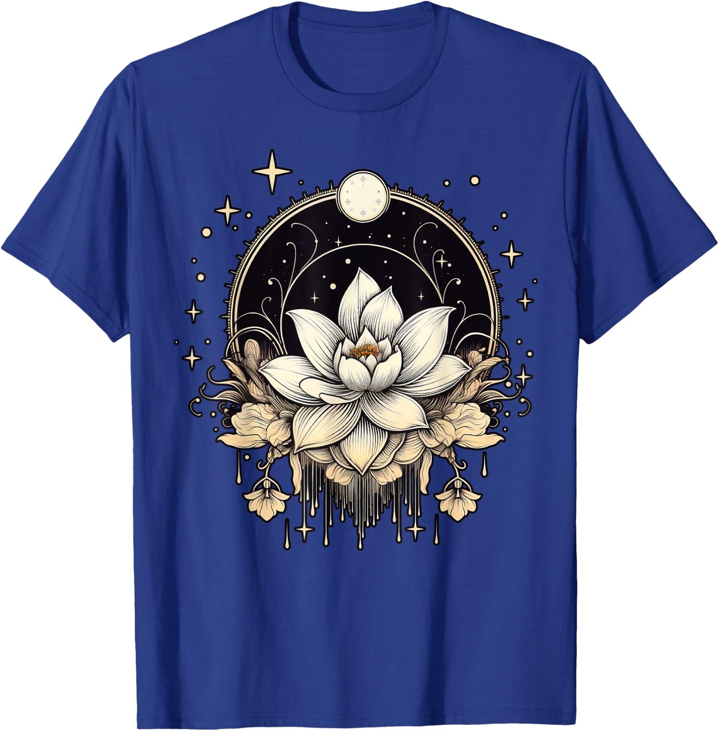 Vintage Lotus Flower on Lotus Flower T-Shirt - T-Shirt | Royal