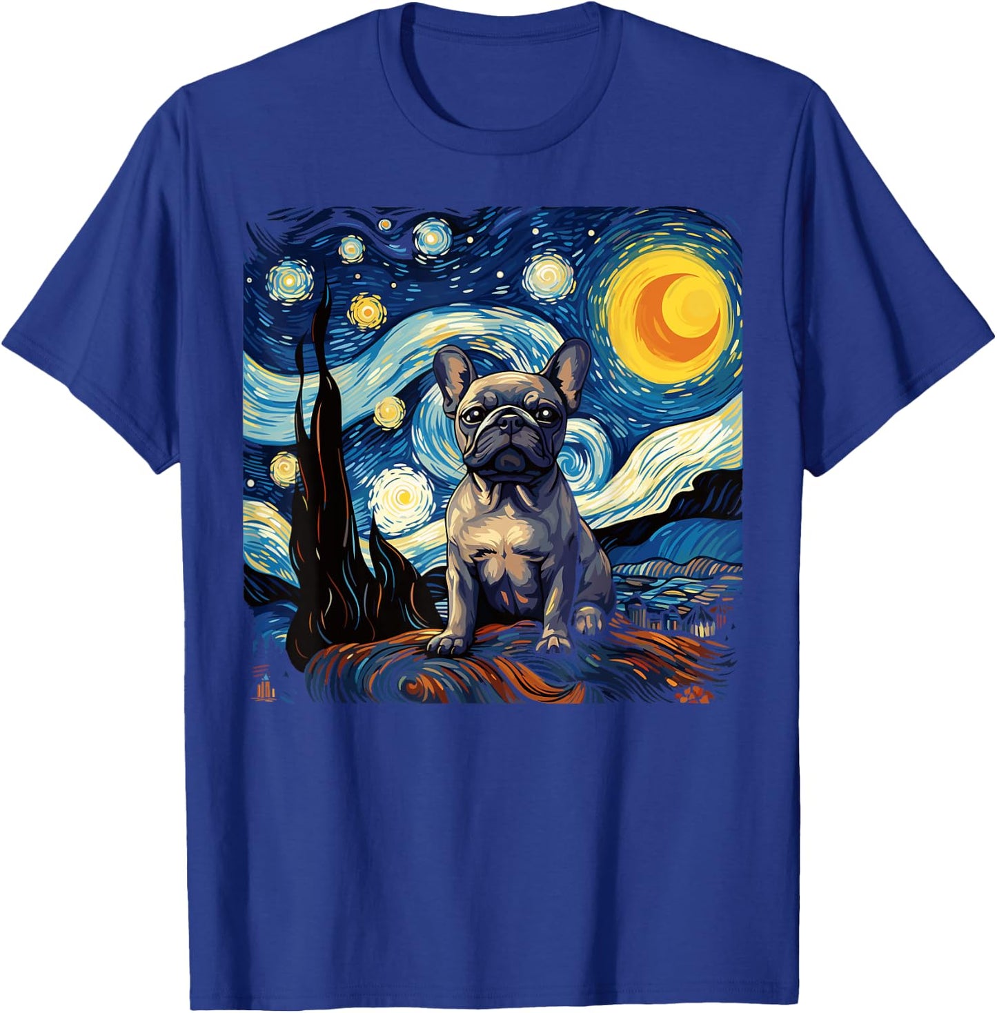 Van Gogh Dog French Bulldog T-Shirt - T-Shirt | Royal