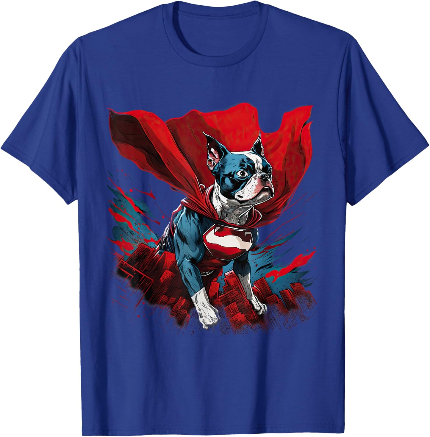 Super Power Superhero Boston Terrier Dog Women Kids T-Shirt - T-Shirt | Royal