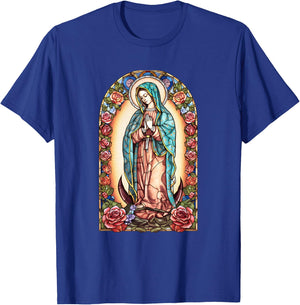 Virgin Mary Of Guadalupe Religious Graphic Women Catholic T-Shirt - T-Shirt | Royal