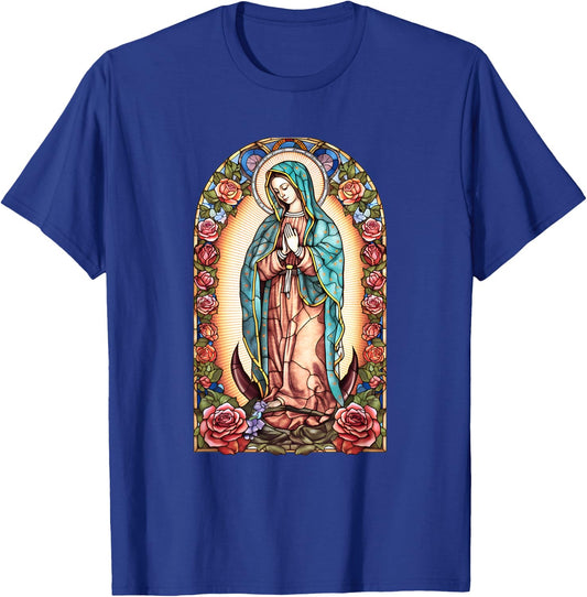 Virgin Mary Of Guadalupe Religious Graphic Women Catholic T-Shirt - T-Shirt | Royal