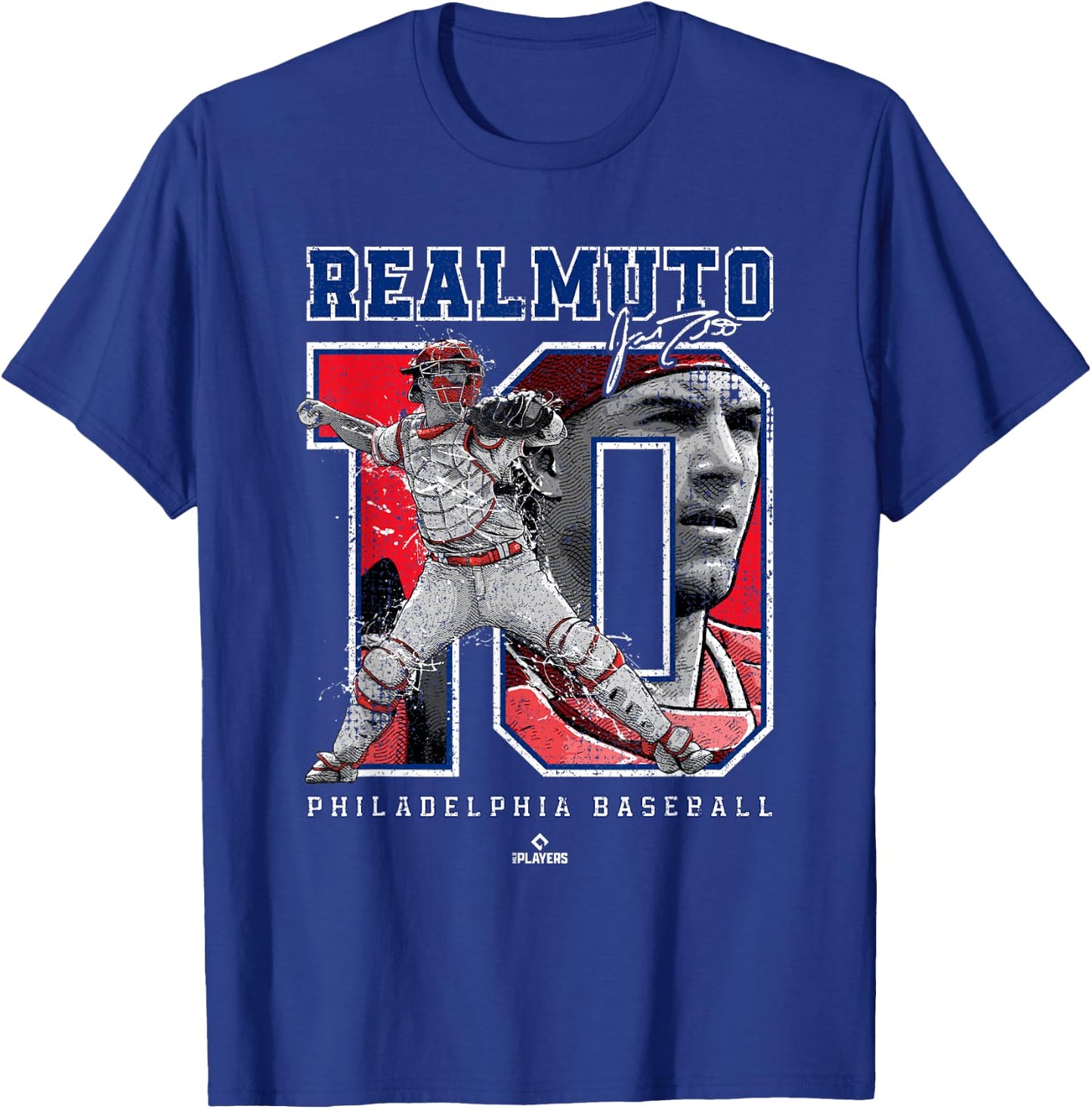 Number and Portrait JT Realmuto Philadelphia MLBPA T-Shirt - T-Shirt | Royal