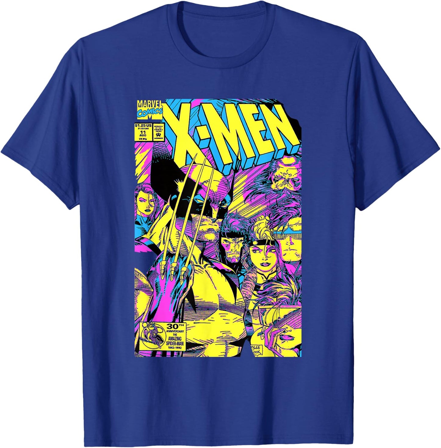 Marvel X-Men Wolverine & Team Epic Neon Comic Cover T-Shirt - T-Shirt | Royal