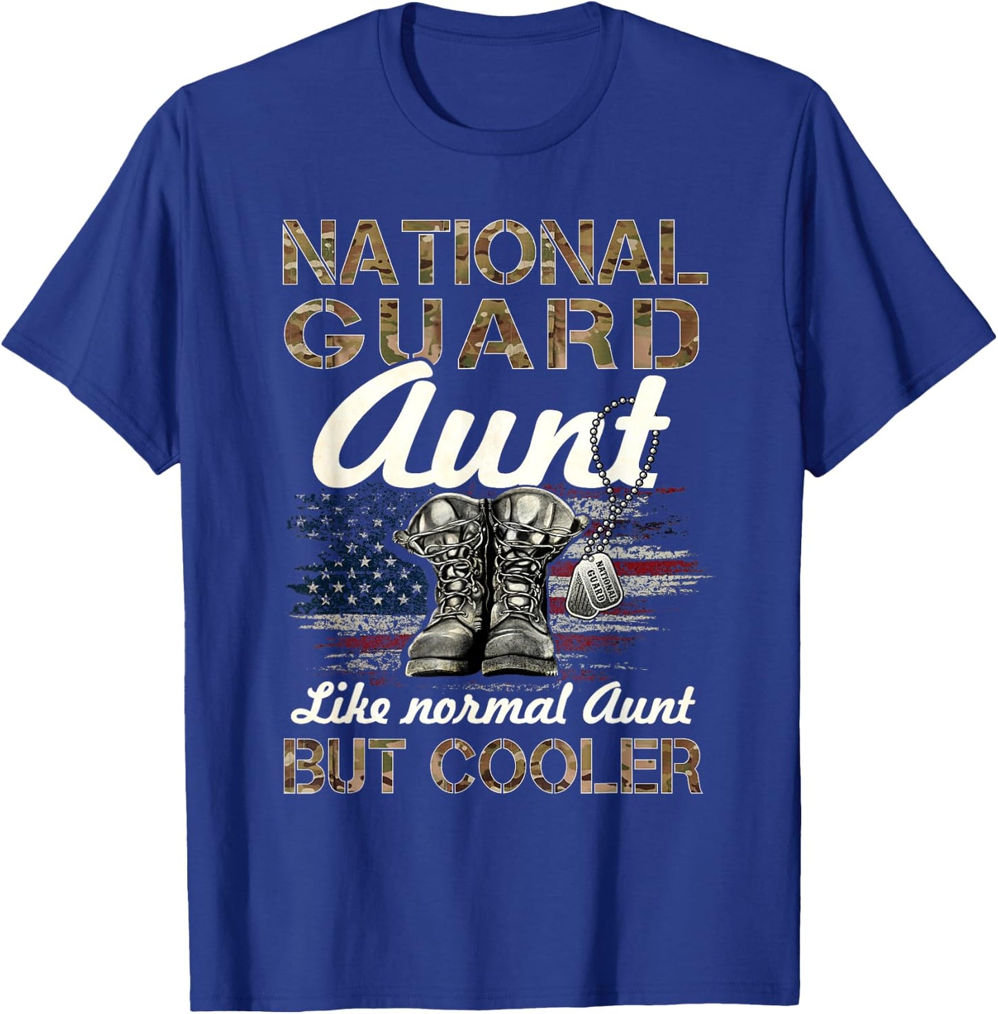 National Guard Aunt Proud Aunt Military Matching Gift - Black, -Adults, Small, Short Sleeve, Regular Fit, Cotton 100% T-Shirt - T-Shirt | Royal