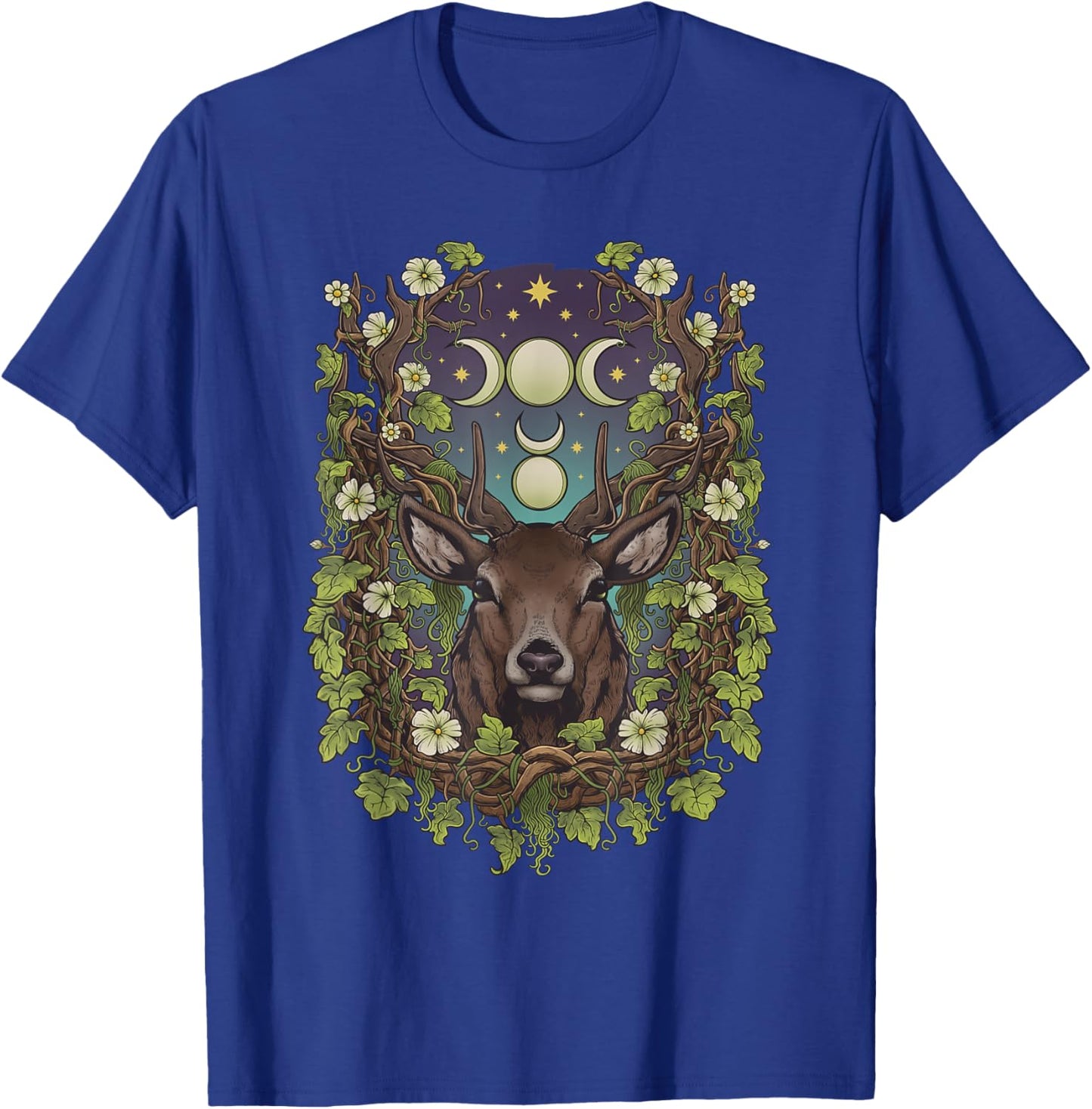 Art Nouveau Cernunnos Stag Bohemian Nature Moon Phases Wicca T-Shirt - T-Shirt | Royal