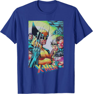 Marvel X-Men Iconic Team 90's Style Group Shot Cover T-Shirt - T-Shirt | Royal