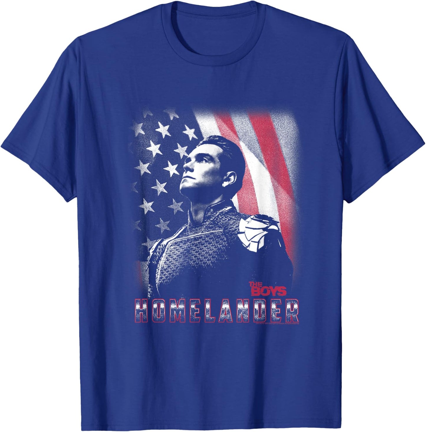 The Boys Patriotic Homelander American Flag Background T-Shirt - T-Shirt | Royal