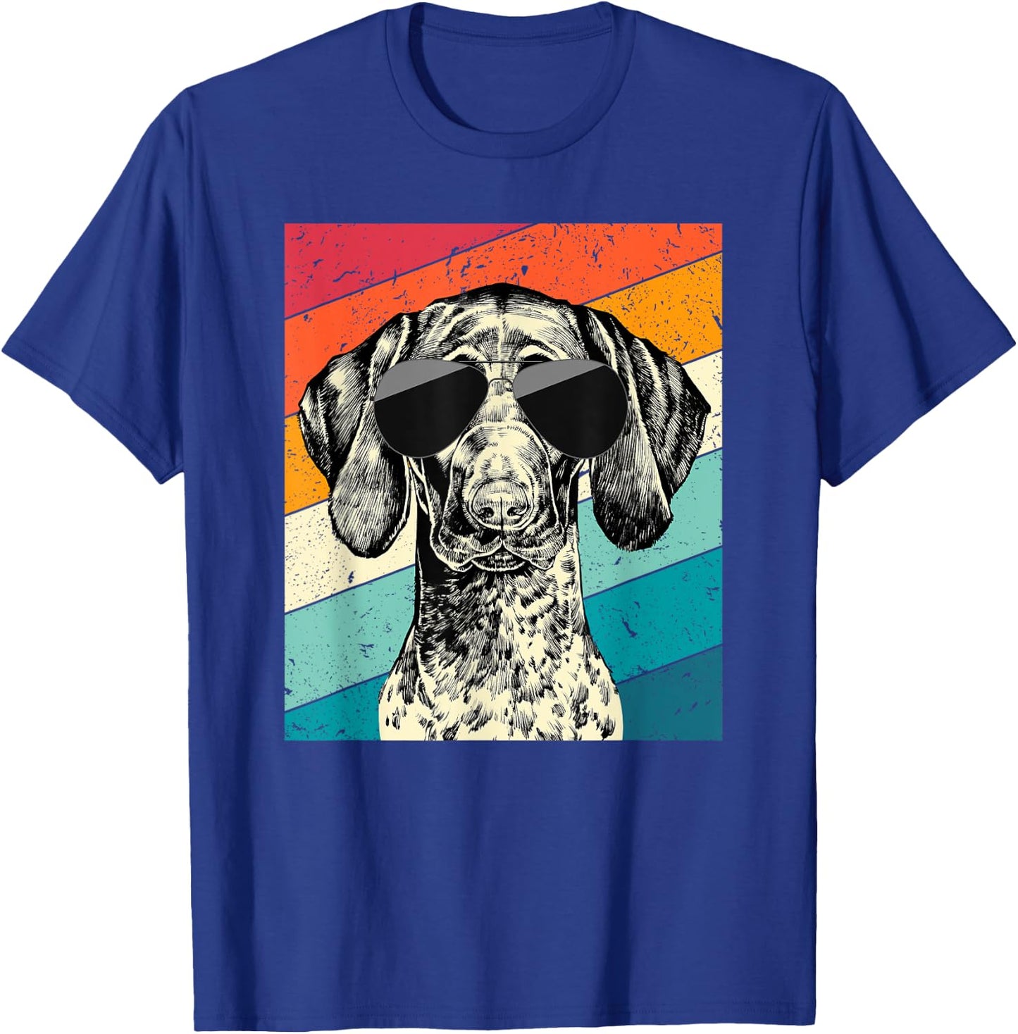 Retro Vintage German Shorthaired Pointer Sunglasses GSP Dog T-Shirt - T-Shirt | Royal