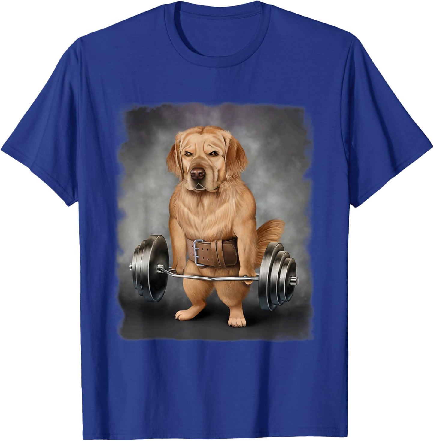 Golden Retriever Dog Muscle Training with Barbell Shrug Bar Women Kids T-Shirt - T-Shirt | Royal