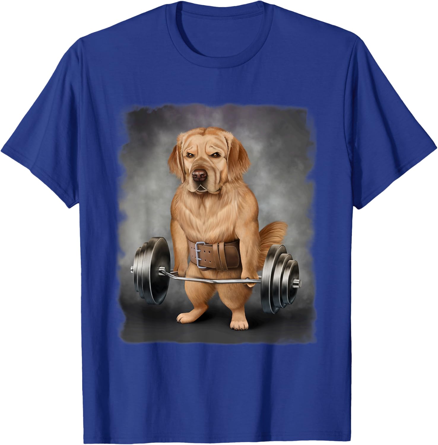 Golden Retriever Dog Muscle Training with Barbell Shrug Bar Women Kids T-Shirt - T-Shirt | Royal