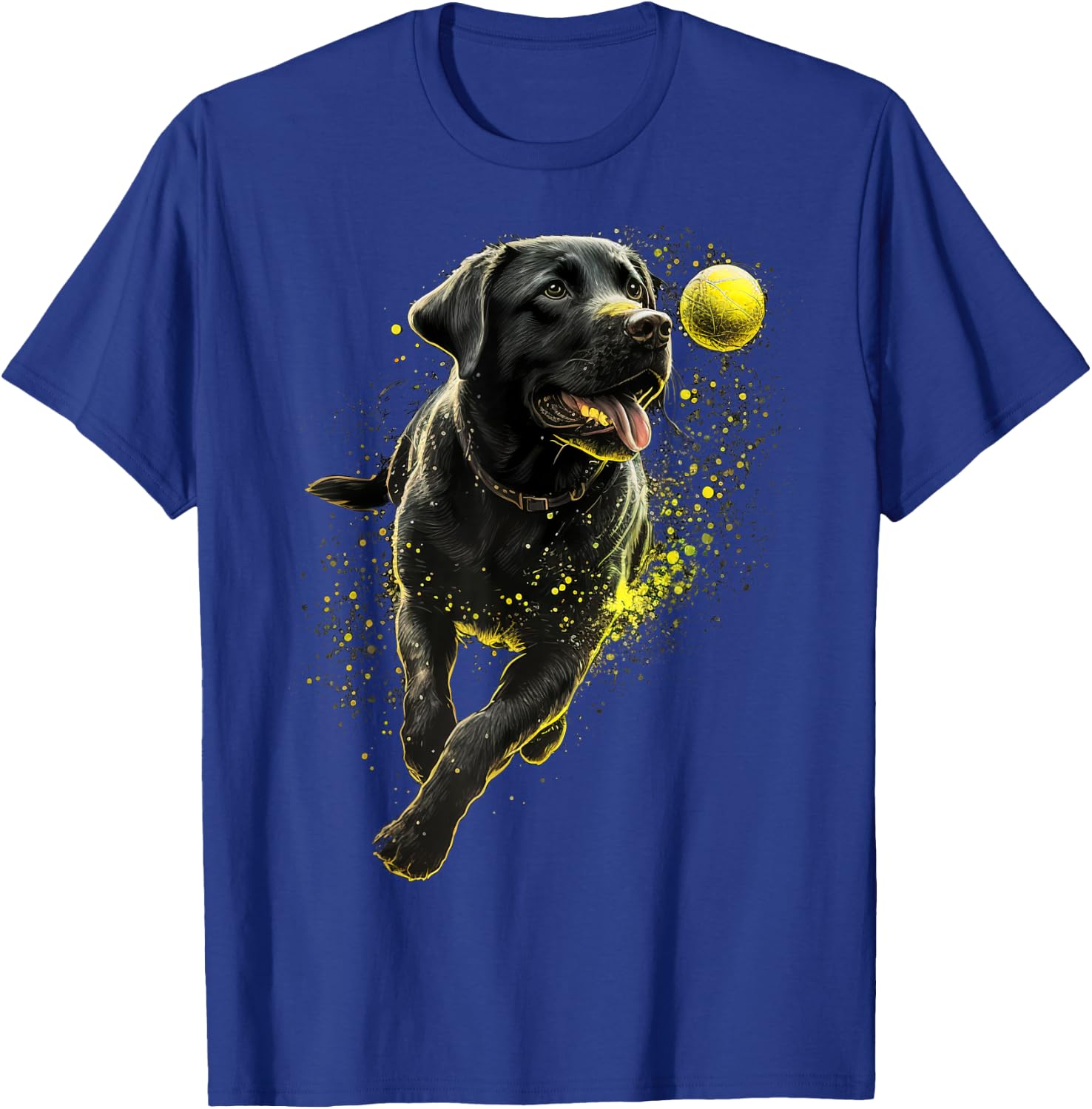 Black Labrador Retriever chasing a ball Labrador Retriever T-Shirt - T-Shirt | Royal