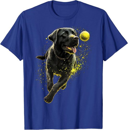 Black Labrador Retriever chasing a ball Labrador Retriever T-Shirt - T-Shirt | Royal